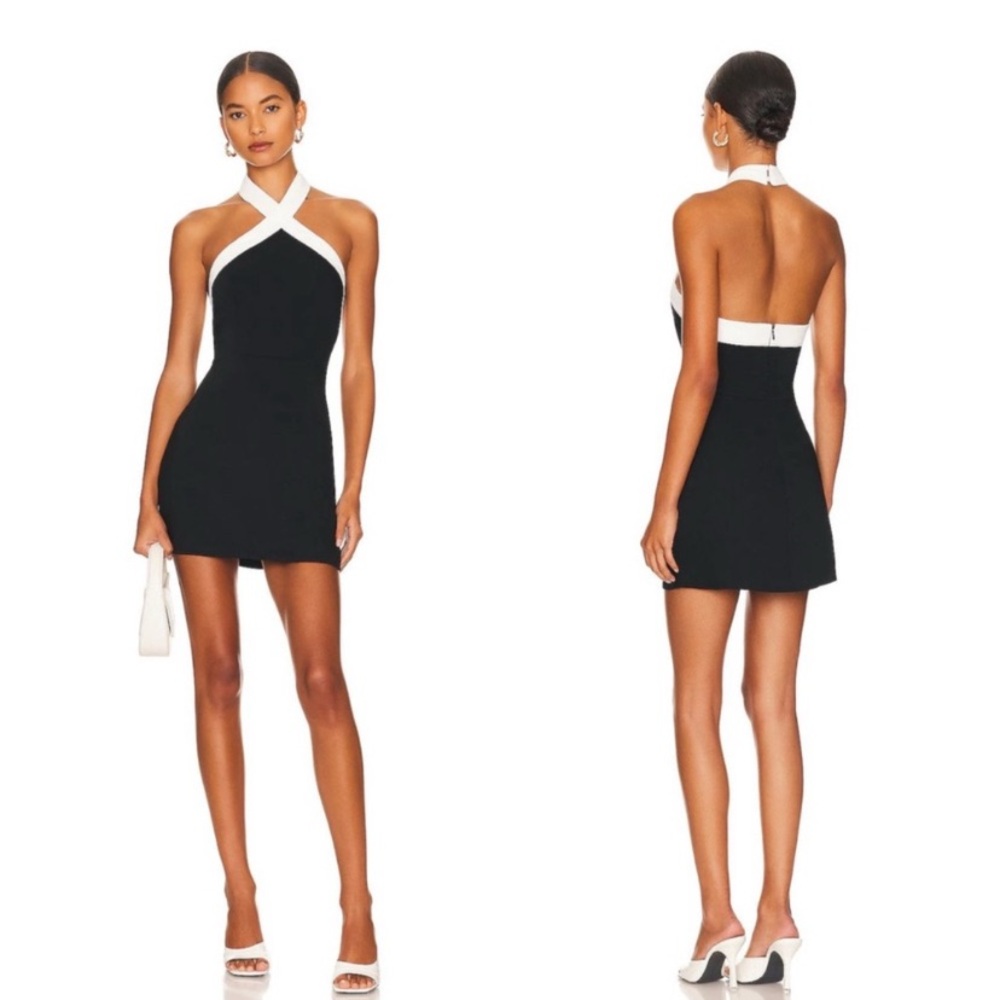 superdown Brielle Cross Front Dress in Black & White